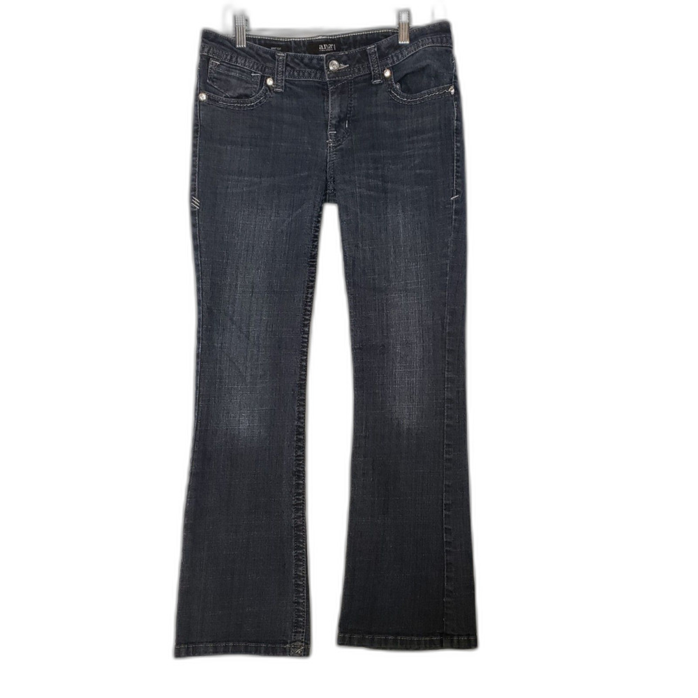 ANA Bootcut Stretch Denim Jeans Womens Size Petite 28 8P Rhinestone Back Pockets - Picture 8 of 9